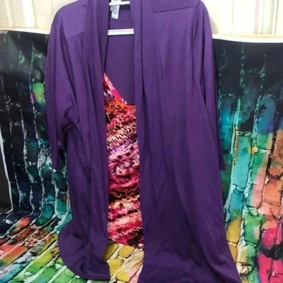 M fasis by California blues plus size 1X purple over multicolored with‎ sequins - Picture 1 of 9